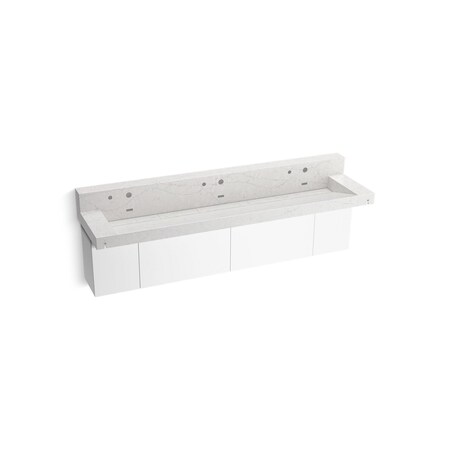 Kohler Constellation 90In Wall-Mount Trough Lavatory System With Backsplash In Pearl Jasmine 81028-BPW-KEP